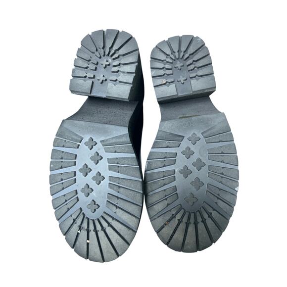 Aminugal Womens Size 10 Black Faux Leather Elastic Knee High Platform Boot Shoes - Picture 7 of 7